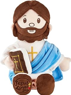 Jesus Plush Doll Jesus Plushie Stuffed Toy with Book Christian Stuff Religious for Kids Christening Easter 13" (Blue)