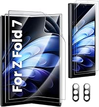 [6 in 1] Samsung Galaxy Z Fold 7 Screen Protector, 2 Inside Soft Flexible TPU Film, 2 Tempered Glass Front Saver, 2 Camera Lens Protector for Galaxy Z Fold 7 Case Friendly, No Creases,No Bubbles