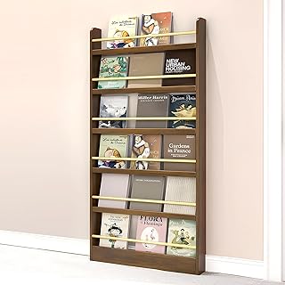 Behind The Door Bookshelf, Behind Door Bookshelf, 6-Tier Book Shelf, Narrow Thin for Kids, Space Saving, Anti-tip, Wall Mounted Book Toy Organizer for Bedroom, Living Room, Office