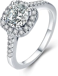 Rings for Women, Promise Rings for Her, Christmas Gifts, Engagement Rings for Women Solitaire Crystal Wedding Rings for Her Fake Diamond Ring Christmas Gifts for Her