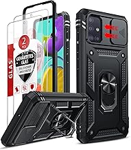 LeYi Compatible for Samsung Galaxy A51 Phone Case 4G, A51 Phone Case [Not Fit A51 5G] with Camera Cover + 2 Pack Screen Protector, Full Body Military-Grade with Stand for Galaxy A51 Black