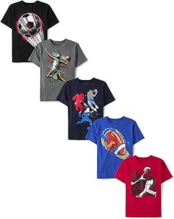 Boys' Sports Short Sleeve Graphic T-Shirts, Multipacks