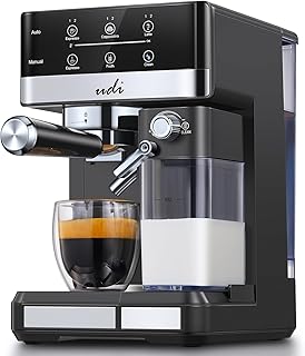 Espresso Machine, 20 Bar Automatic Cappuccino & Latte Coffee Maker, Auto or Manual Quick Brew Dual Boiler, Touchscreen Espresso Maker (Black+Sliver)
