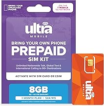 $24/mo. Ultra Mobile Prepaid Phone Plan with Unlimited Talk, Text, & 8GB of 5G • 4G LTE Data for 1 Month (3-in-1 SIM Card Kit)