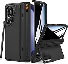 Ruky for Z-Fold-5-Case with S Pen Holder, [No Pen] with Hidden Foldable Kickstand and Built-in Privacy Screen Protector,Hinge Protection Drop Protective Phone Case for Samsung Galaxy Z Fold 5, Black