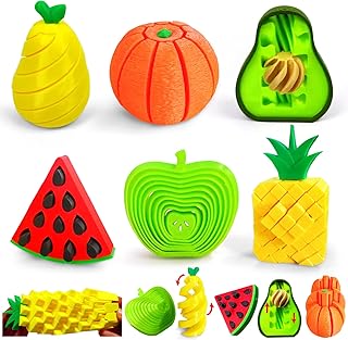 3D Printed Fidget Fruit Toy Set of 6, Sensory Stress Relief Toys for Adults, Pop It Pushable Sensory Toys with Apple Orange Avocado for Anxiety ADHD Focus​