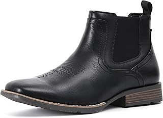 Cowboy Boots For Men Square Toe Ankle Western Boots Casual Dress Slip On Men Shoes