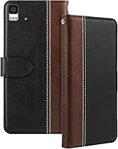 Leather Flip Case Compatible with BQ Aquaris E5 Case with Card Holder RFID Blocking Magnetic Kickstand Slim Fit Business Protective Cover(Black)