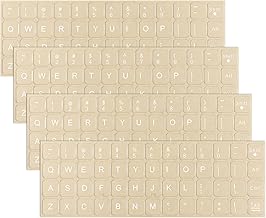 Keyboard Letter Stickers, 4 Pcs Universal Transparent Laptop Keyboard Stickers English Keyboard Replacement Stickers Clear Background and White Lettering for PC Computer Laptop Desktop
