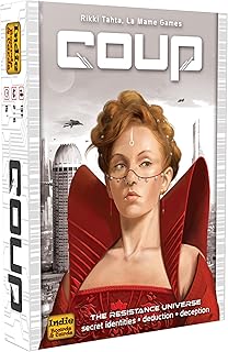 Coup Card Game by Indie Boards & Cards | Fast Bluffing and Social Deduction Strategy | Hidden Roles, Deception, and Player Interaction | Quick 15-Minute Game for 2–6 Players | Adults, Teens, Families