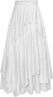 Long Skirts for Women Renaissance Costume Pirate Maxi Skirt Plus Size with Pockets