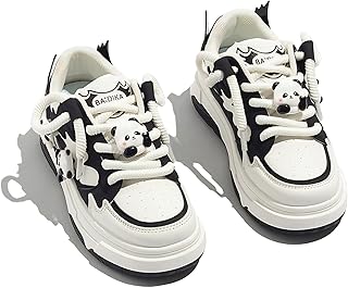 Panda Shoes Walking Sneakers for Women Y2K Platform Soft Comfortable Cute Panda Decor Black White US4-8