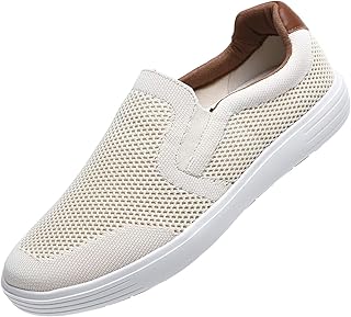 Mens Slip On Loafers Sneakers - Casual Knit Walking Shoes for Men, Lightweight Breathable Memory Foam Boat Shoes, Comfortable Slip-On Driving Loafers for Work Travel Beach