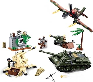 Military Base Building Set, WW2 Army Model Kit, with Tank, Motorcycle, Fighter, 9 Soldier Minifigures, Ideal Gifts for Adult, Boys Aged 8 9 10, Compatible with Lego Military, 988 PCS