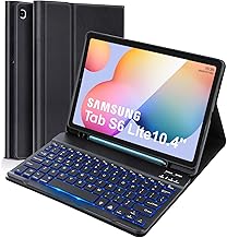 LAMA Backlit Keyboard Case for Samsung Galaxy S6 Lite 10.4" 2024/2022/2020 Case with Keyboard, Detachable Thin Case with S Pen Holder for S6 Lite 10.4" (SM-P610/P613/P615/P619/P620/P625/P627), Black