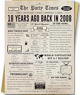 Huameigf Happy 18th Birthday Card for Son Daughter, Vintage 18th Birthday Gifts for Girls Boys, Retro 18 Year Old Birthday Decorations for Her Him, Best Gifts for 18 Bday Niece Nephew Friend