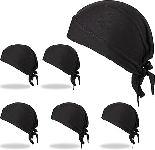 6 Pieces Do Rags Sweat Wicking Beanie Cooling Durags Skull Cap Motorcycle Head Wrap Bandana for Men Women