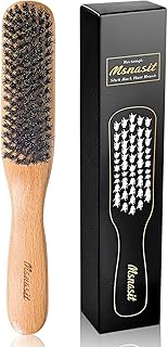 Slick Back Hair Brush for Fine and Thin Hair Smoothining, Boar Bristle Middle Softness Edge Slickback Brush, Wooden Handle Loc Hairbrush for Anti Frizz, Edge Control by Msnasit