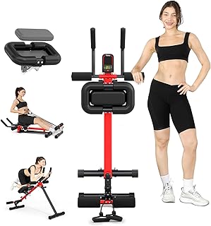 Yoleo 2 in 1 Ab & Rowing Machines for Home, Foldable Ab Workout Equipment, Ab Trainer Machine for Stomach Workout, Ab Crunch Machine with Foam Support,7-Length Adjustable Ab Machine for Home Exercise