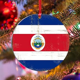 Costa Rica National Flag Christmas Acrylic Ornament Xmas Tree Decor City Souvenir Gift Christmas Ornaments Costa Rica Christmas Decorations to Travel Lover Patriotic