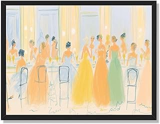 Framed Elegant Dinner Party Canvas Print Art Modern Painting Pictures Exquisite Wall Art Wall Decor for Living Room Apartment Stylish Home Decor Decoration (Black Framed,12L x16W)