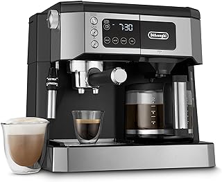 UPGRADED All-in-One Combination Coffee Maker & Espresso Machine + Advanced Adjustable Milk Frother for Cappuccino & Latte + Glass Coffee Pot 10-Cup, COM532M black