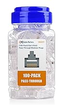 Cable Matters 100-Pack Cat 6 Pass Through RJ45 Connectors, 50µ Gold Plated (Cat 6 Ends / Cat6 Connector /RJ45 Modular Plugs/Ethernet Plugs/Network Connector) for Solid or Stranded UTP Ethernet Cable