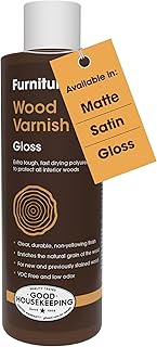 Furniture Clinic Wood Varnish | Gloss | Polyurethane Waterproof Coating | Water Based Clear Coat | Wood Sealer for Indoor & Outdoor Furniture | Perfect for Chairs, Tables, Cabinets | 250ml / 8.5 Oz