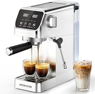 Espresso Machine 20 Bar with Milk Frother, Easy to Use Compact Espresso Maker with Touchscreen, Fast Heat 1400W for Latte & Cappuccino, Stainless Steel Coffee Machine for Home & Office