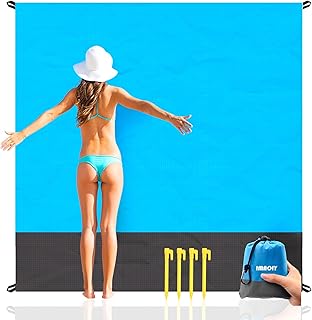 Beach Blanket Sandproof Waterproof, Beach Essentials Extra Large Beach Mat, 79" x 55" Oversized Durable Outdoor Picnic Mat Storage Bag for 1-4 Adults, Beach Accessories for Travel, Camping, Hiking