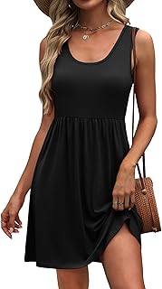 Women's Summer Dress 2026 A-Line Sleeveless Casual Sundress with Pockets Floral/Solid