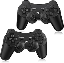 Yinjie 2 Pack Wireless Controller for PS3, Compatible with Playstation 3, with 2 Charging Cables (black)