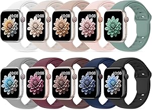 10 Pack Silicone Bands Compatible with Apple Watch 38mm 40mm 41mm 42mm 44mm 45mm 46mm 49mm Women Men, Soft Waterproof Replacement Wrist Sport Band for iWatch Series 11 10 9 8 7 6 5 4 3 2 1 SE Ultra