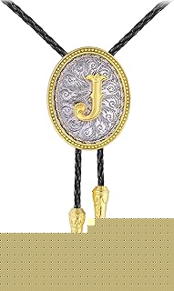 Western Ties for Men Gold Bolo Tie Initial Letter A to Z Native American Bola Ties Cowboy Accessories for Men Women