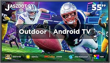 55'' Outdoor TV 4K UHD Smart Television, 2500 Nits Ultra Bright All-Weather TV, IP55 Android TV with Dolby Atmos, WiFi & Bluetooth, Screen Mirroring, HDMI for Patio Backyard