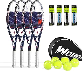 Tennis Rackets for Adults 27 Inch Tennis Racquets Set Included Tennis Racket Tennis Balls Overgrips Vibration Dampers Tennis Bag