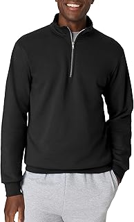 Men's Quarter-zip Pullover, Ecosmart Fleece Pullover Shirt for Men, Cotton Blend