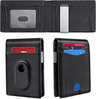 Wallet for Samsung Galaxy SmartTag2, Money Clip Version, RFID Blocking Genuine Leather Bifold Wallet With Gift Box (Not Include Tracker)