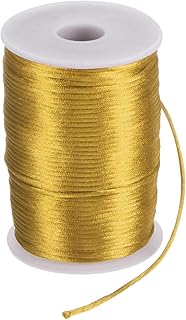 HARFINGTON Satin Nylon Cord String 2.5mm 330 Feet Silky Smooth Bracelets String for Macrame Kumihimo Chinese Knot Necklaces Beading Jewelry Making, Dark Gold