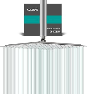 Square Rain Shower Head, High Flow Stainless Steel,Work with any decorative style,All Metal Rainfall Shower Head (Brushed Nickel, 12)