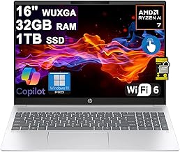OmniBook 5 AI PC Laptop 16" WUXGA IPS Touch AMD 8-core Ryzen AI 7 350 (Up to 50 Tops) 32GB RAM 1TB SSD for Creator Designer Business Professional Backlit Wi-Fi 6 Win11Pro ICP Hub