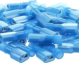 AIRIC UL Listed Blue Female Spade Connector 16-14 AWG, 100 Pcs Nylon Electrical Crimps Terminal Connectors for Speaker Auto Stereo Wiring Connect Quick Disconnect Crimp Terminals for 16,14 Gauge Wire