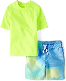 Boys' Short Sleeve Rashguard and Swim Trunk, 2-piece Set