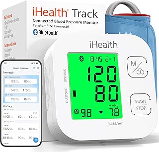 Track Smart Upper Arm Blood Pressure Monitor with Wide Range Cuff that fits Standard to Large Adult Arms, Bluetooth Compatible for iOS & Android Devices