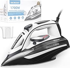 IRONDAY Steam Iron for Clothes 20s Fast Heat-up,1700W Iron with 14.07oz Large Water Tank,Non-Stick Ceramic Soleplate, Anti-Drip, Auto-Off, Burst Steam, Self-Cleaning, Ironing Clothes for Home, Grey