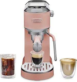 Dedica Duo Compact Espresso Machine - Cold Brew Coffee Maker with Milk Frother Wand- for Espresso, Hot & Iced Coffee, Cappuccinos, Lattes & Home Barista Brewing, Rosé Pink
