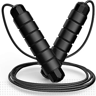Jump Rope, Tangle-Free Rapid Speed Jumping Rope Cable with Ball Bearings for Women, Men & Kids, Adjustable Steel Jump Rope with Foam Handles for Home Gym Exercise Fitness Workout Equipment & Slim Body