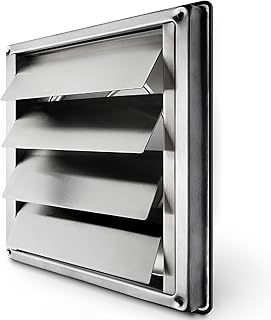 calimaero® VKE 4" Inch Dryer Vent Cover – Outdoor Stainless Steel Grille with Moving Flaps – Fits Only with Metal Ducts for HVAC & Dryer Systems