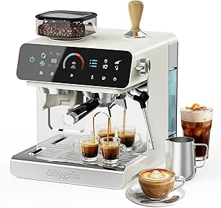 Semi-Automatic Espresso Machine with Grinder, 2-in-1 Coffee Machiner with Milk Frother, 20 Bar Pressure Coffee Maker, Removable Water Tank & Bean Hopper, Expresso Machine for Home Barista