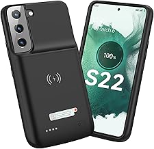NEWDERY Galaxy S22 Battery Case 4700mAh, Qi Wireless Charging & Fast Charging & Transfer Data Supported, Extended Rechargeable Charger Case for Samsung S22 5G-6.1 inch (2022 Release) Black